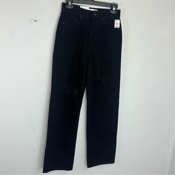 RSQ Size 26 Baggy Jean High Rise Distressed Black Wide Leg Jeans JB - Picture 1 of 8